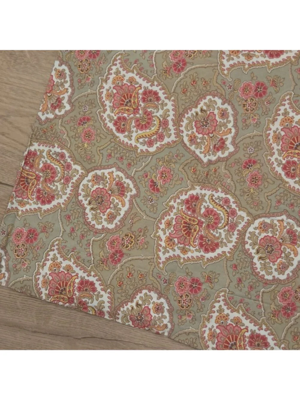 Pottery Barn Green & Pink Paisley Cotton Euro Pillow 30x30 Sham